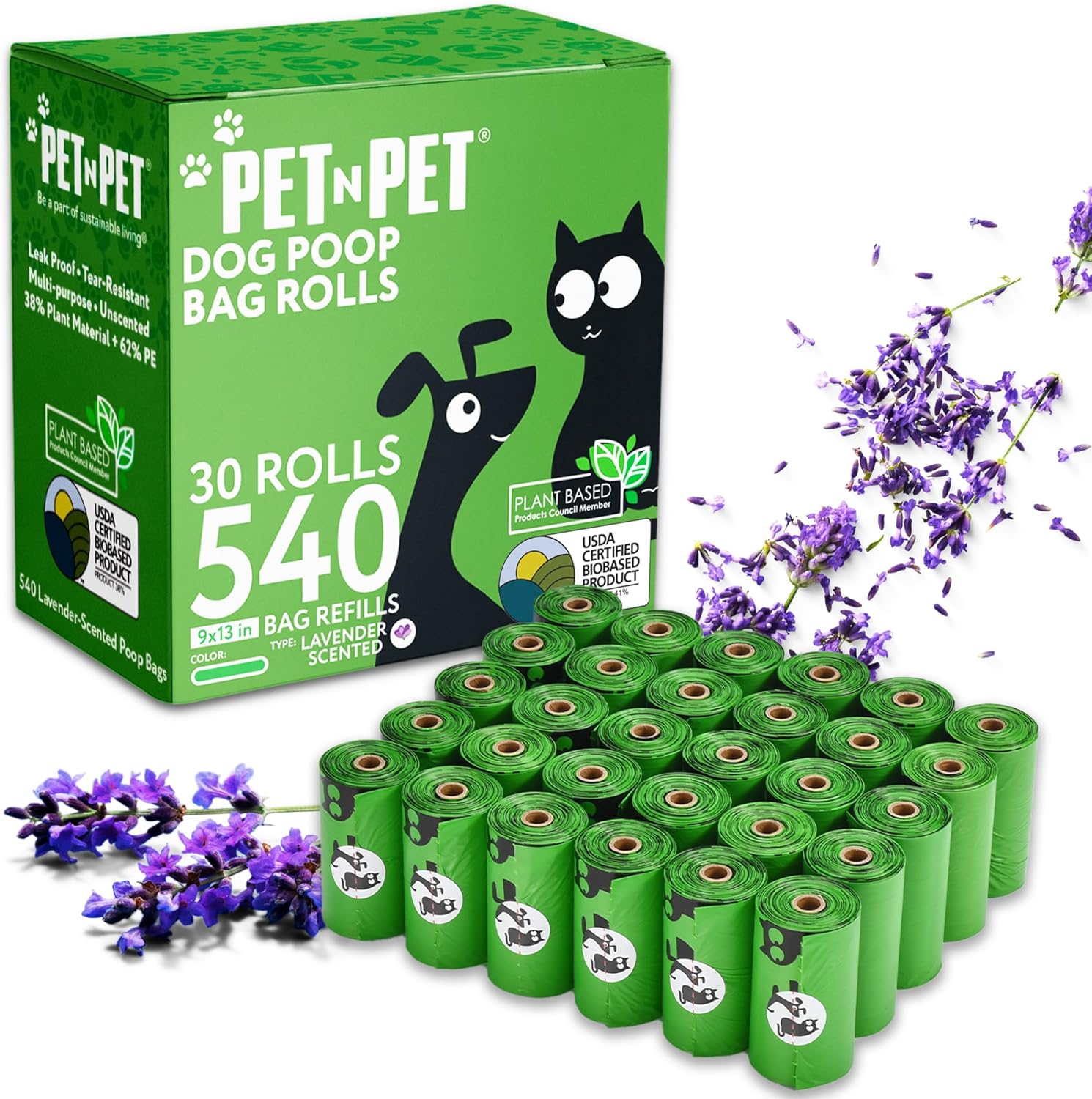 Pet N Pet 1080 Counts Black Poop Bags for Dogs, 41% Plant Based & 59% PE Extra Thick Dog Poop Bags Rolls, 9" x 13", Unscented Pet Waste Bag - Image 13