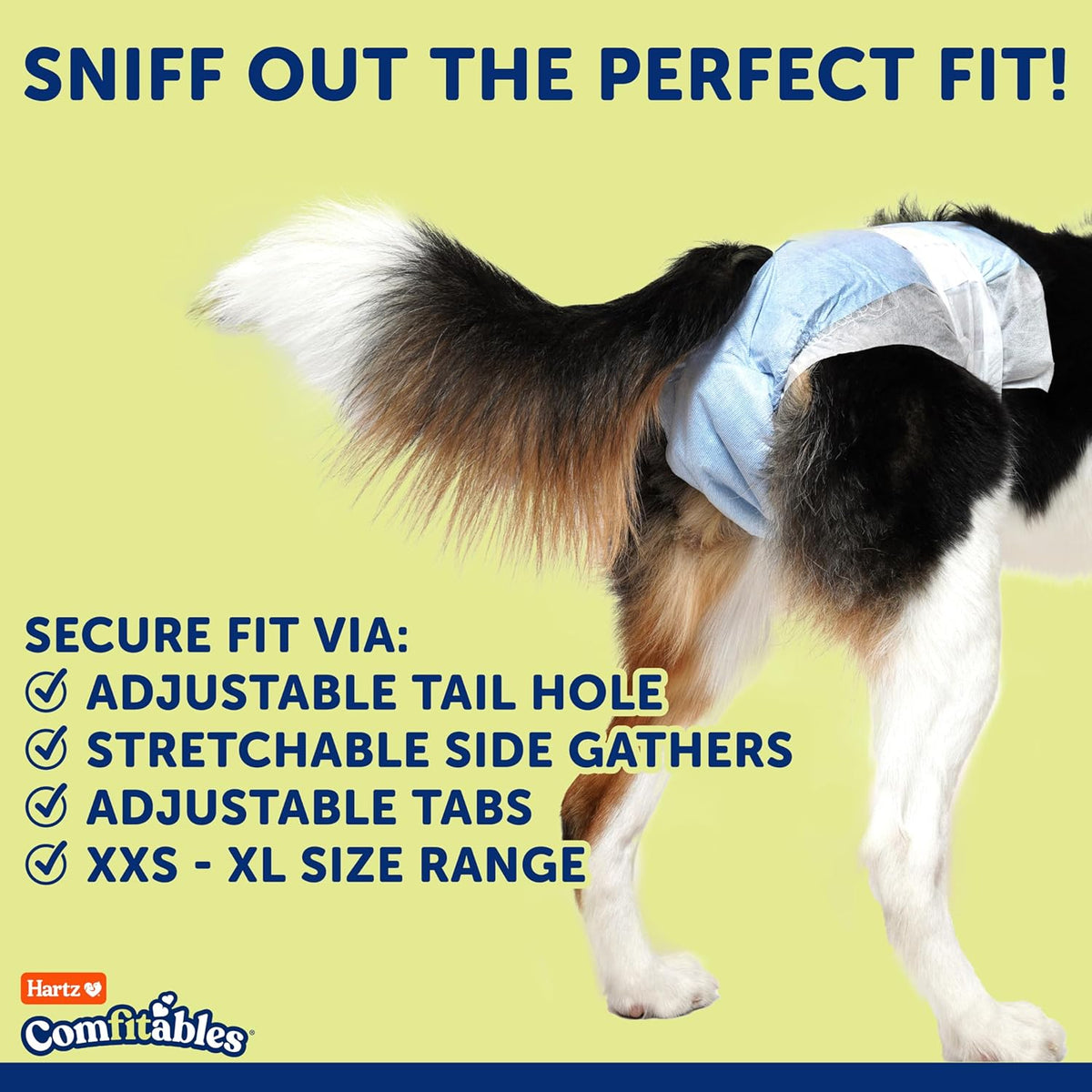 Repositionable fur safe tabs on disposable diapers for medium dogs