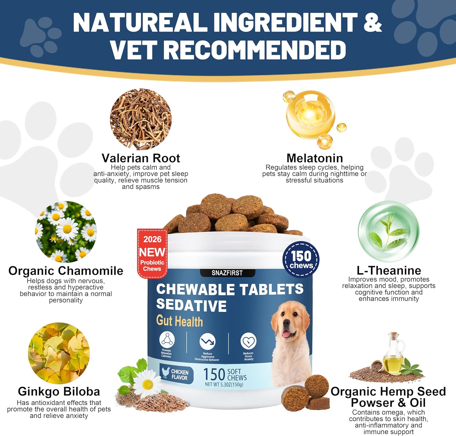Ttlxrl melatonin puppy sleep aid chews premium packaging