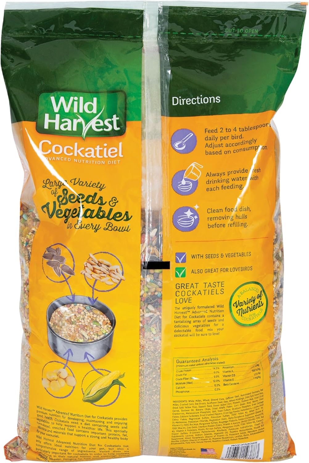 Wild Harvest Advanced Nutrition Bird Food for Cockatiel, 8 lbs - Image 2