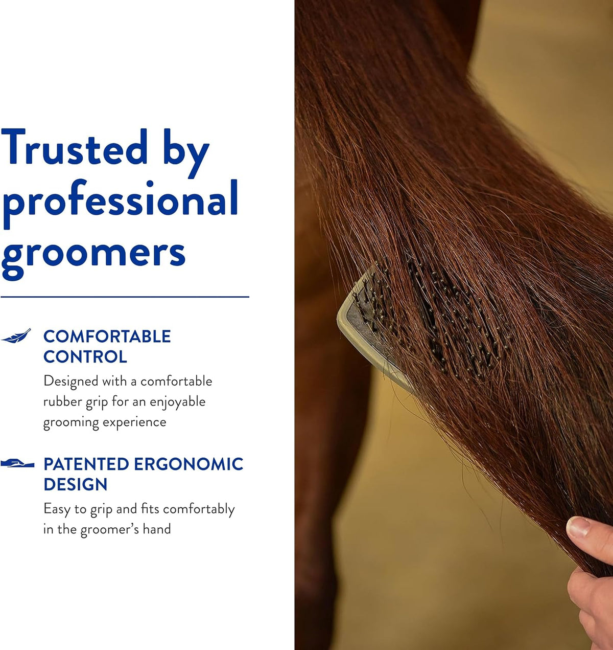 Wahl horse brush being held by groomer