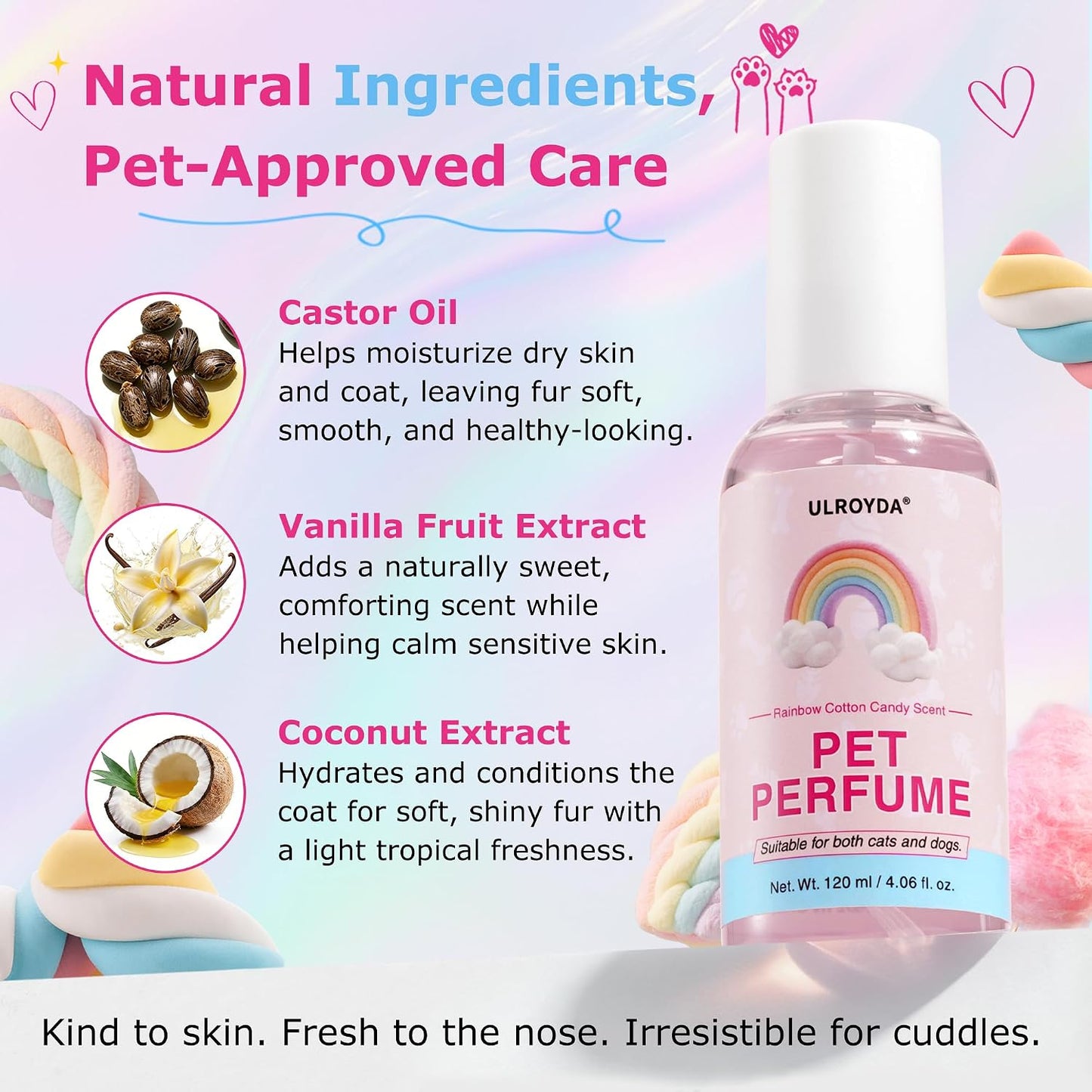 Ulroyda long lasting dog conditioning spray back label instructions
