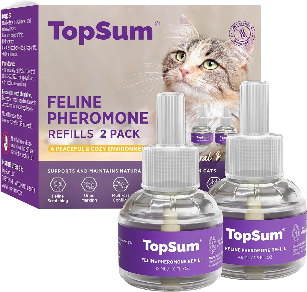 TopSum Cat Calming Pheromone Diffuser: Feline Pheromones Plug in for Stress, Alone At Home, Spraying, Fighting, Scratching, Aggression & Excessive Meowing (Purple- 6 Refills) - Image 13