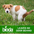 Bioda natural pet odor eliminator applied on a concrete patio surface for deep enzyme cleaning.