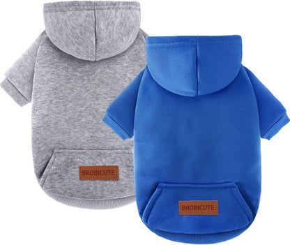 2 Pack Dog Hoodie Warm Hood Dog Sweater Cold Weather Small Dogs Sweatshirt Comfort Pet Clothes for Small Medium Dogs with Pockets Cats Chihuahua Clothes for Male Female Girl Boy Sporty Daily Wear - Image 12