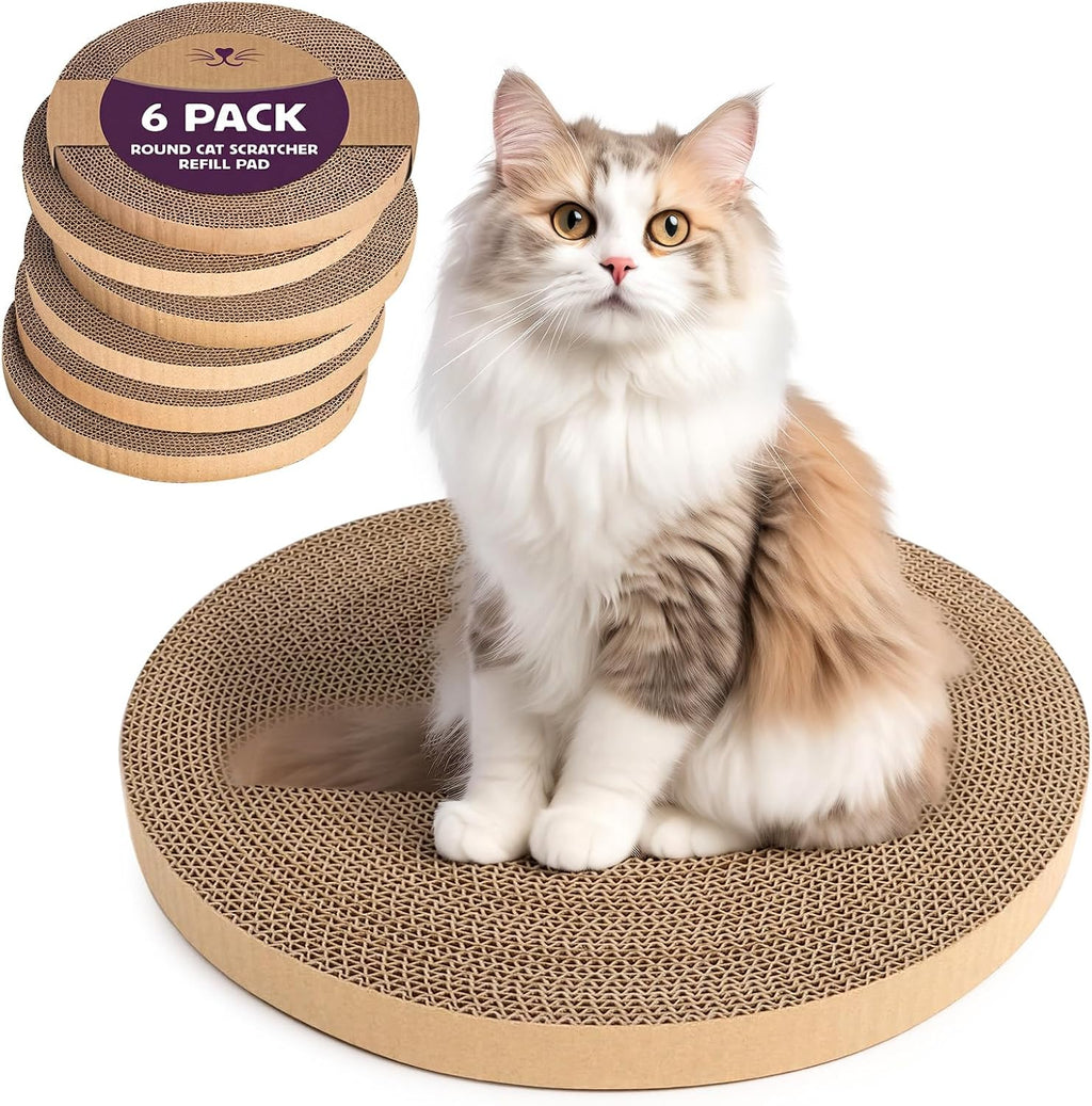 RoseYouth round cat scratcher refill 6 pack stack