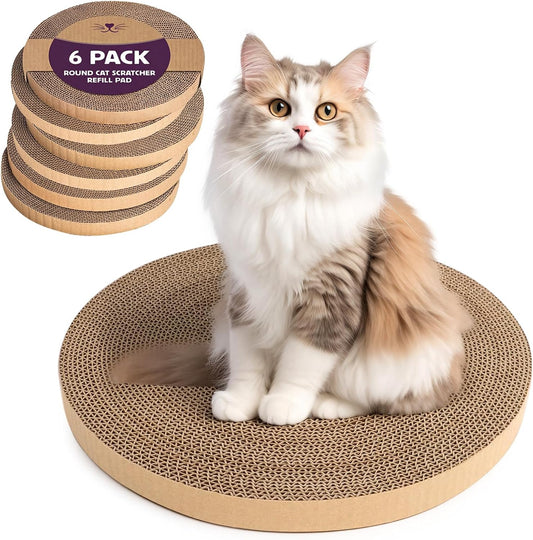 RoseYouth round cat scratcher refill 6 pack stack