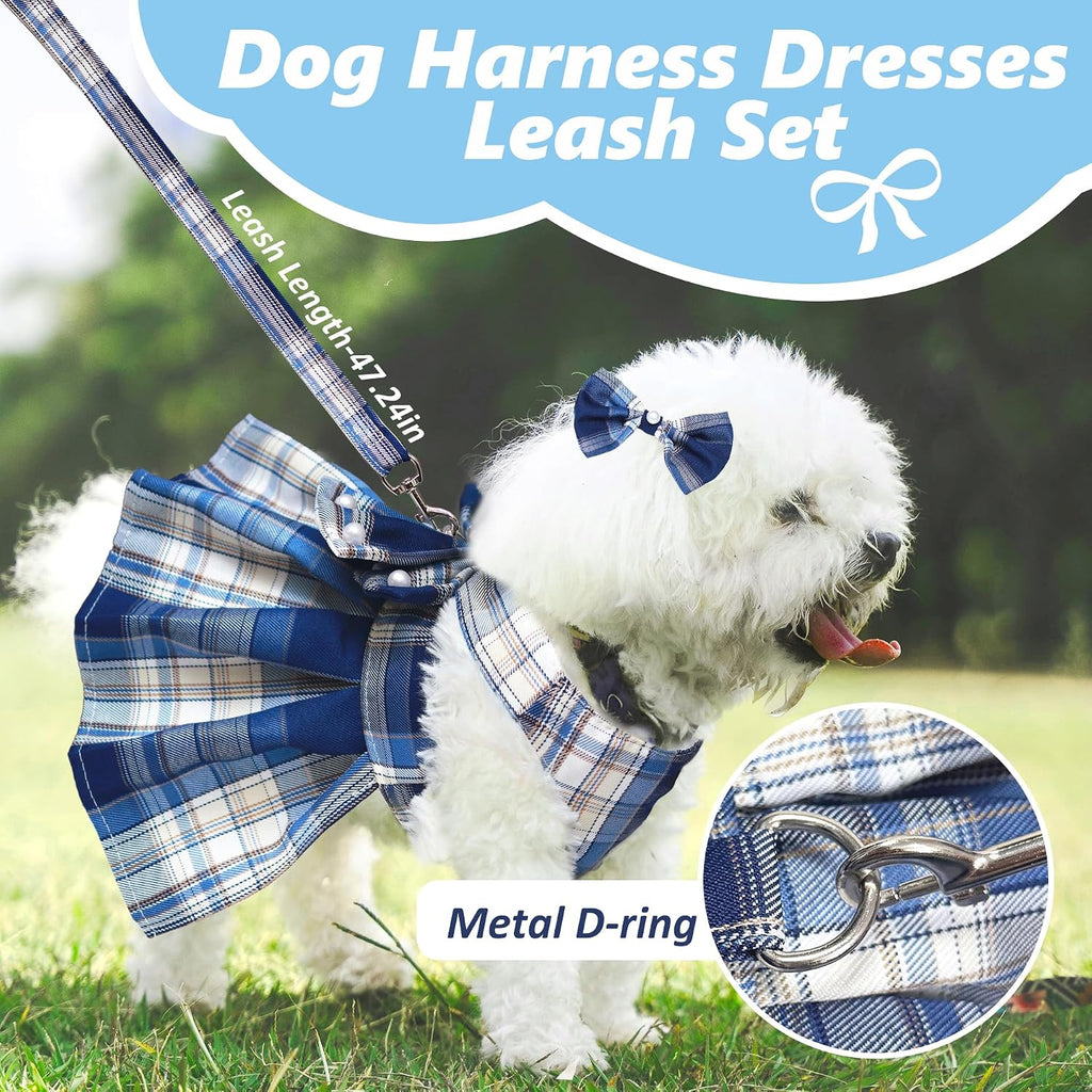 Back view showing the secure steel D-ring for leash attachment on the harness dress