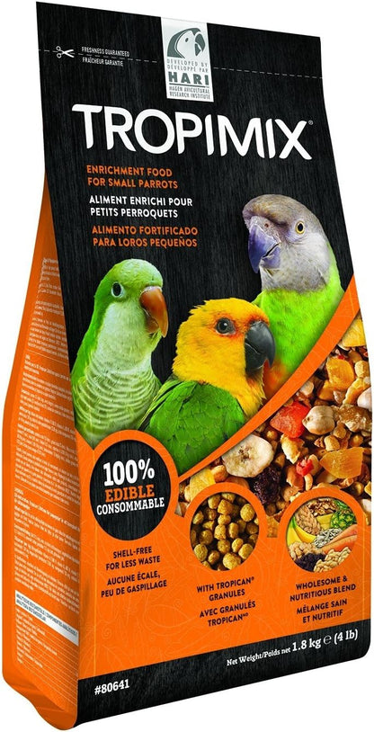 Close up of Hari Tropimix premium parrot food texture and ingredients