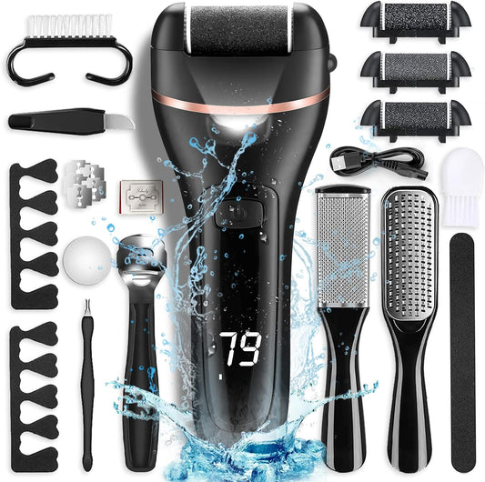 Otazwa electric foot callus remover with 3 roller heads front view