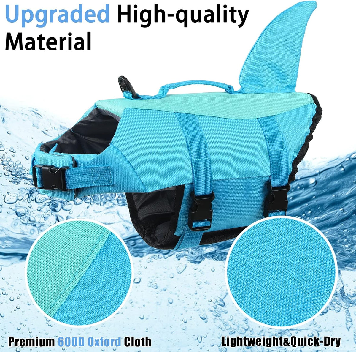 EMUST high buoyancy pet floatation jacket with shark fin