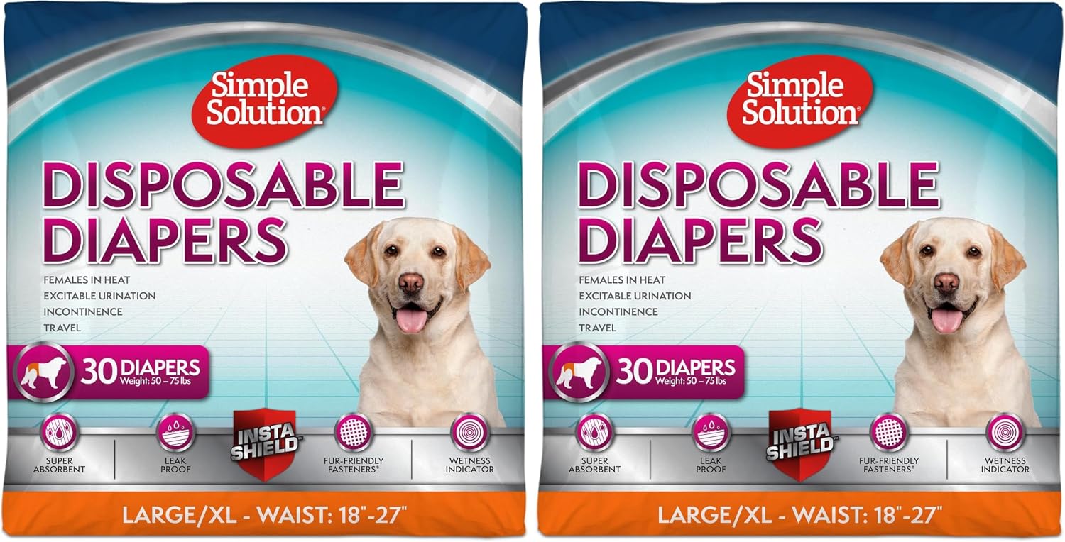 Simple Solution Disposable Dog Diapers, Female Dog Diapers, Puppy Potty Training, Incontinence and Heat Cycle Protection, Large Diapers for Dogs, 18-27 Inch Waist, 30 Count - Image 13
