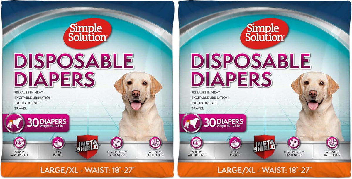 Simple Solution Disposable Dog Diapers, Female Dog Diapers, Puppy Potty Training, Incontinence and Heat Cycle Protection, Large Diapers for Dogs, 18-27 Inch Waist, 30 Count - Image 13