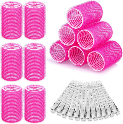 Acejoz hair curlers rollers twelve pieces set front view for heatless hair styling volume