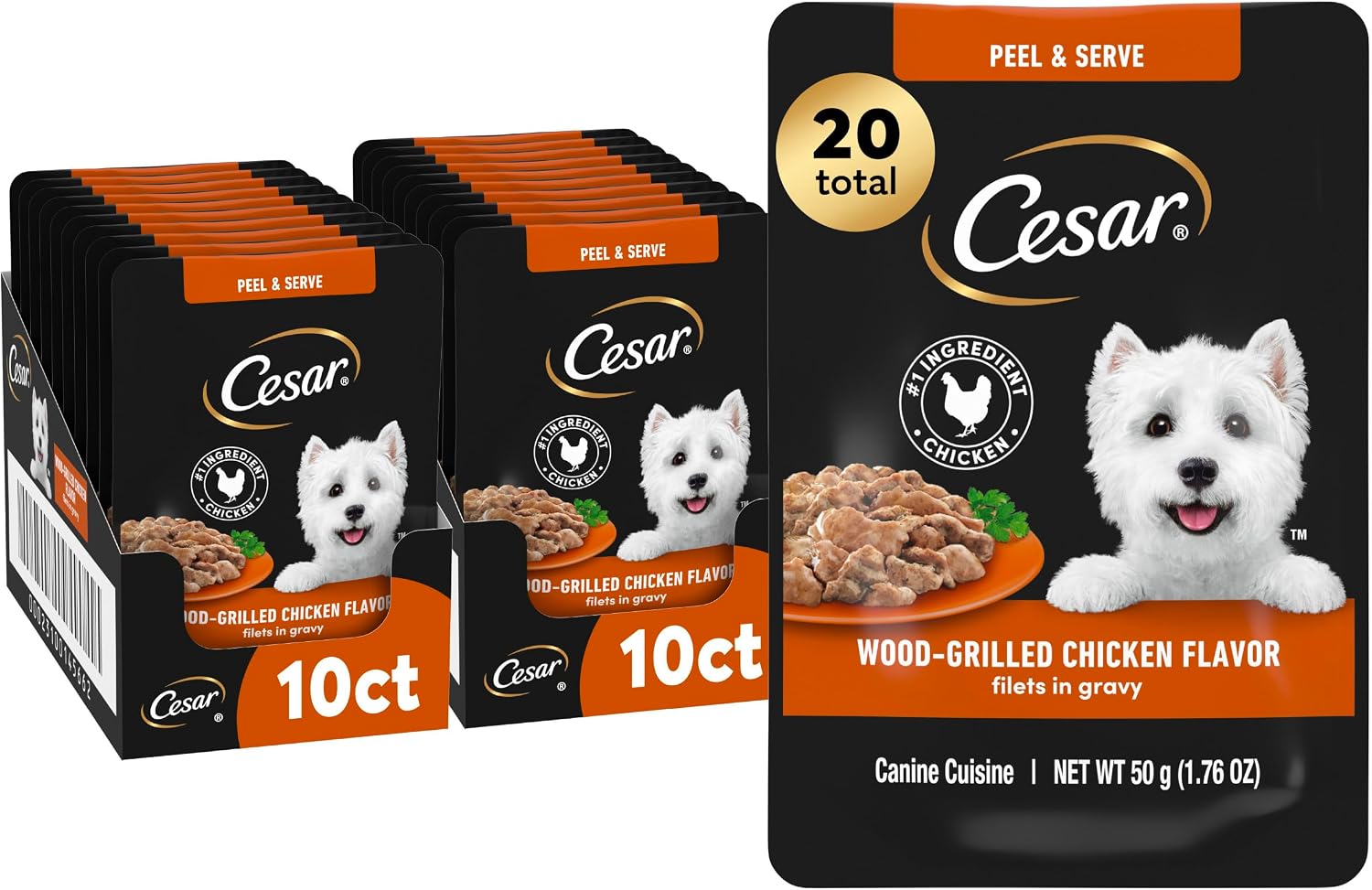 Cesar Filets in Gravy Wet Dog Food, Filet Mignon Flavor, Wet Food for Dogs, 1.76 oz. Mini-Pouches, 20 Count - Image 13