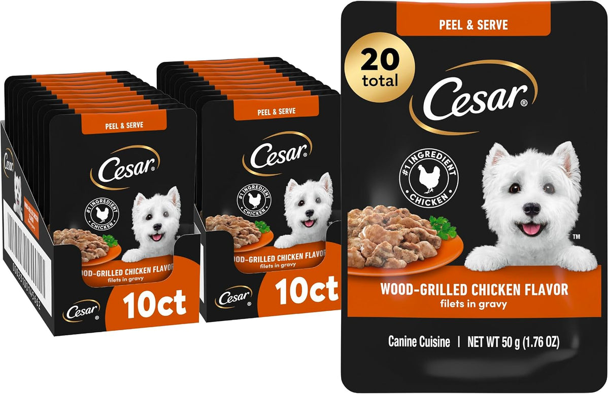 Cesar Filets in Gravy Wet Dog Food, Filet Mignon Flavor, Wet Food for Dogs, 1.76 oz. Mini-Pouches, 20 Count - Image 13