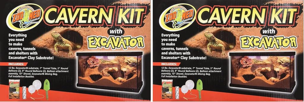 Zoo Med Excavator Clay cavern building kit components and twelve pound substrate bag