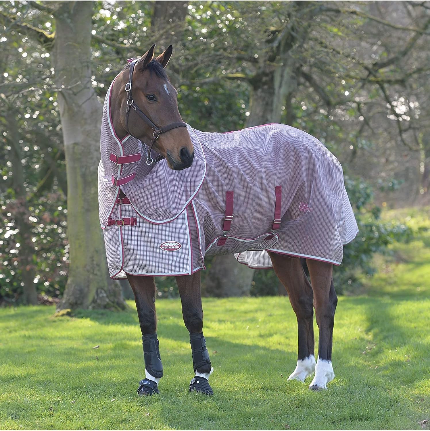 WeatherBeeta ComFiTec fly sheet showing two piece full wrap tail flap detail
