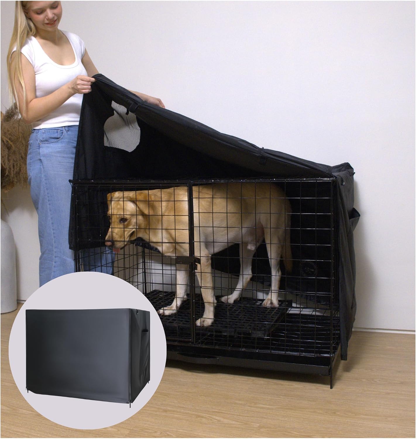 Dachshunds & Desserts waterproof dog crate cover with rolled up zippered side panels