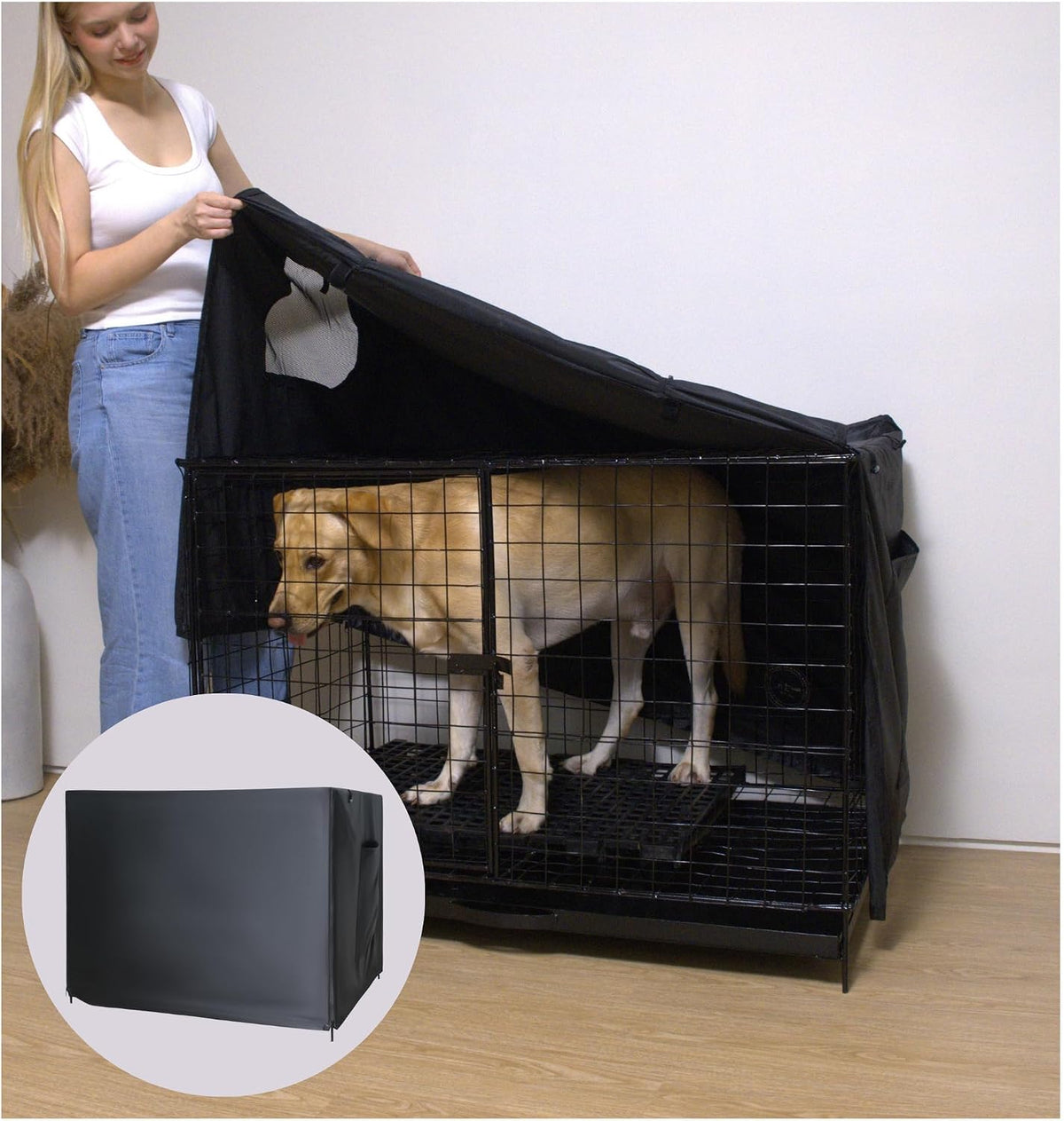 Dachshunds & Desserts waterproof dog crate cover with rolled up zippered side panels