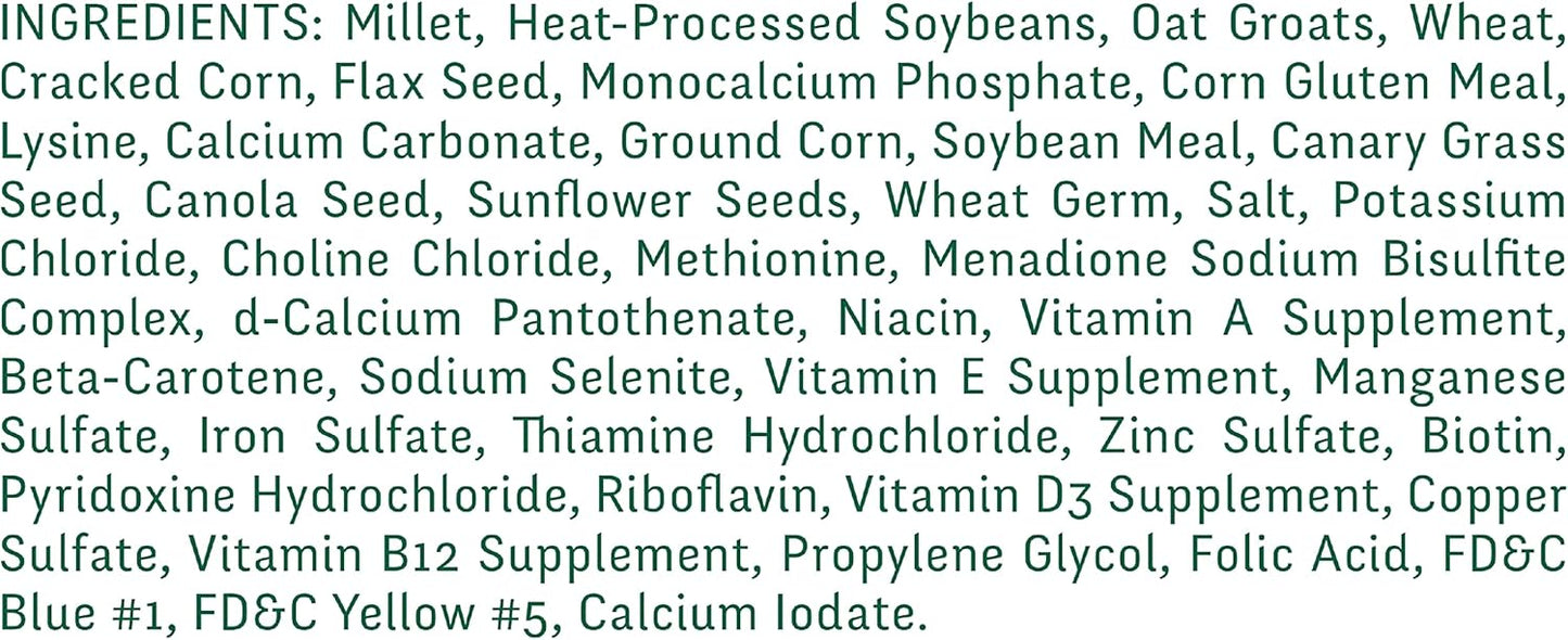 Side view of Wild Harvest bird nutrition packaging