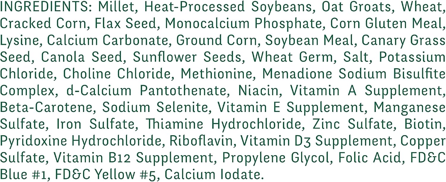 Side view of Wild Harvest bird nutrition packaging