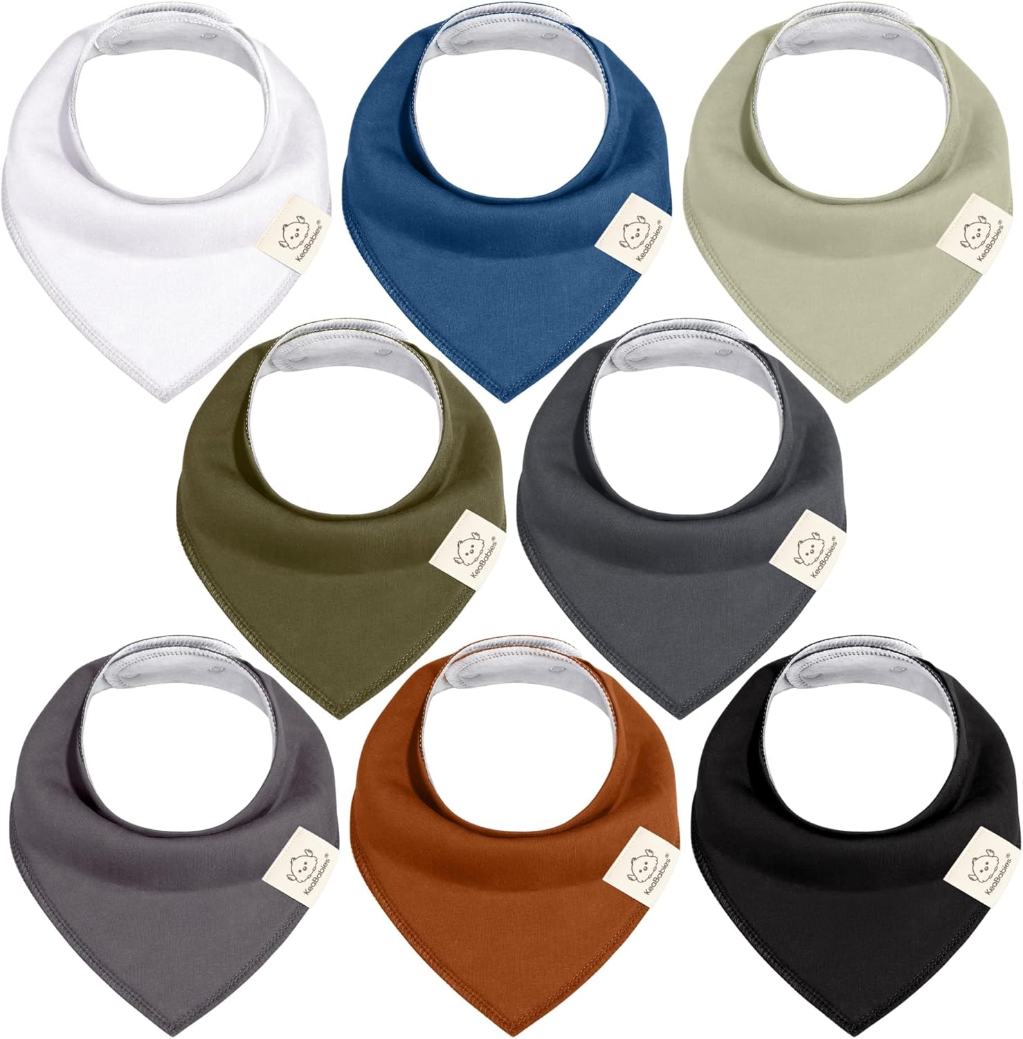 KeaBabies 8-pack organic baby bandana bibs front view
