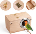 YJJKJ Wood Parakeet Nest Box with Natural Nesting Pads, Breeding Bird Cage House for Lovebirds Cockatiel Parrotlets Budgerigar Small Parrot - Image 2