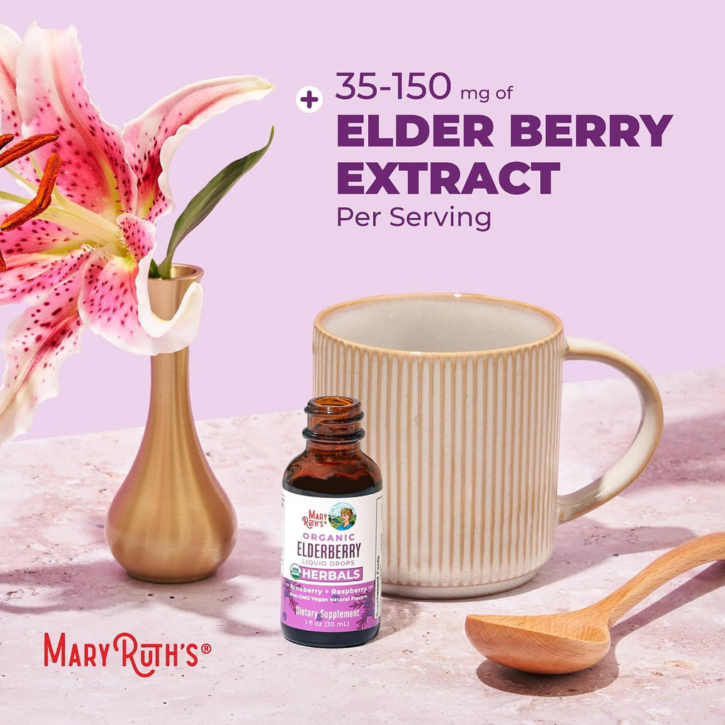 MARYRUTH'S Organic Elderberry Liquid Drops for Adults & Kids, Immunity, 1oz - Image 7