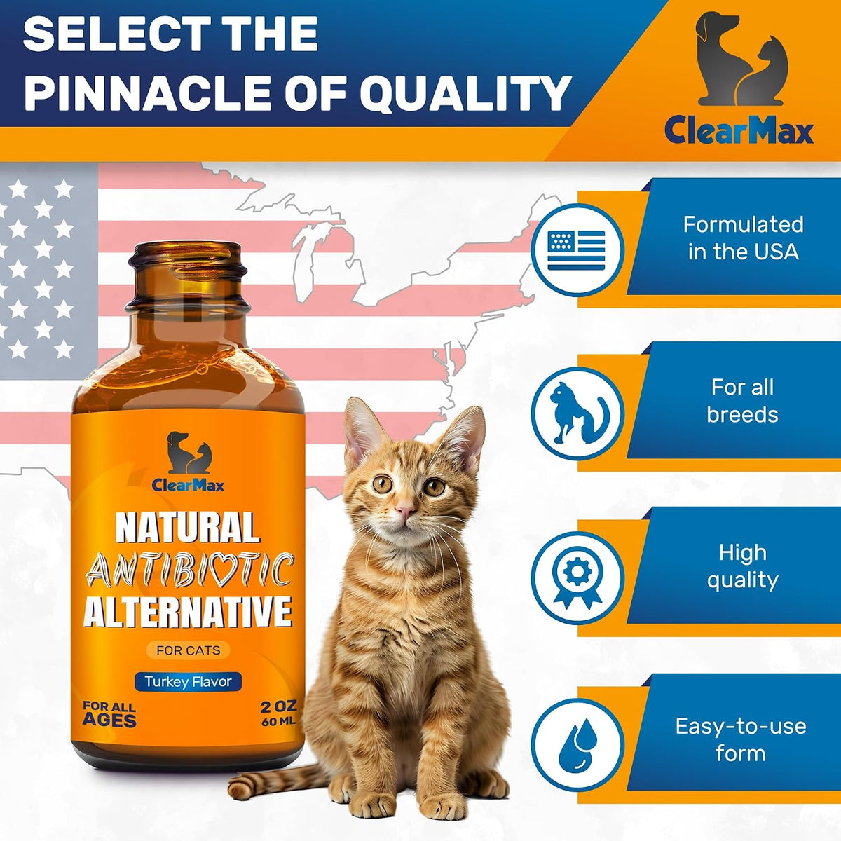 Clear Max 2 ounce glass bottle close up packaging details