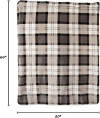 Petmaker plaid pet blanket showing the soft gray Sherpa fleece texture close up.