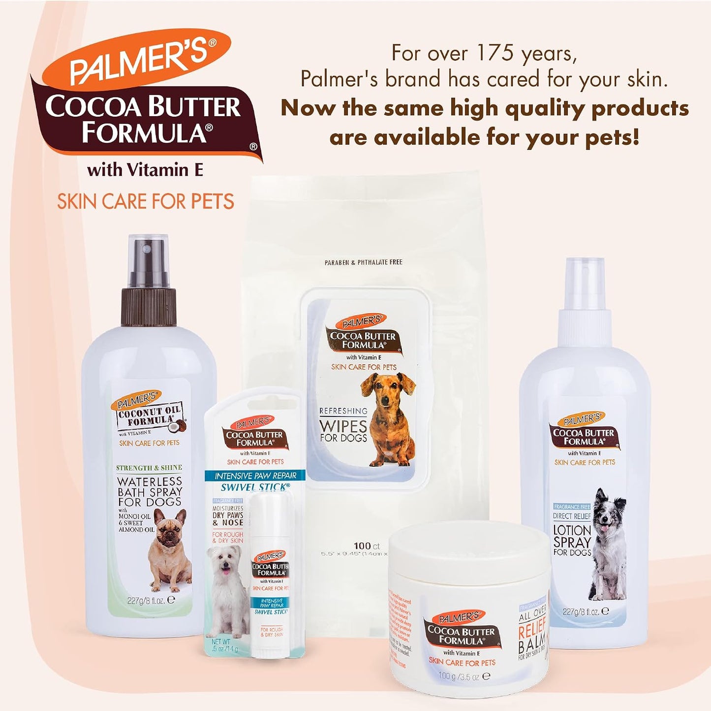 Back label instructions on Palmer's for pets refreshing wipes