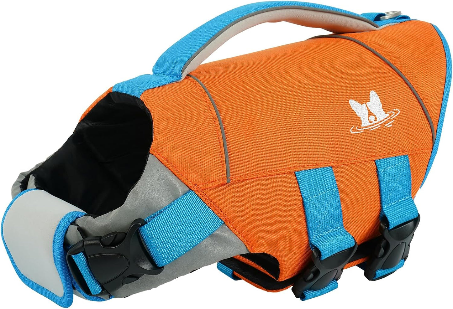 IECOii dog life jacket front view showing adjustable chest straps for pet swimming safety.
