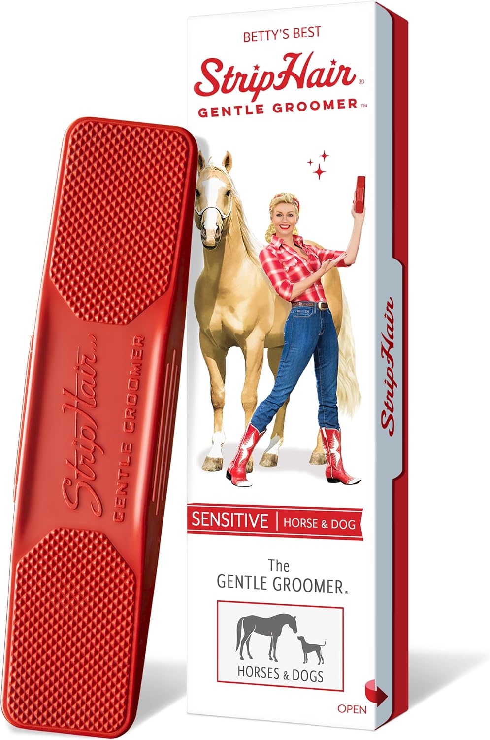 StripHair Gentle Groomer red original tool front view