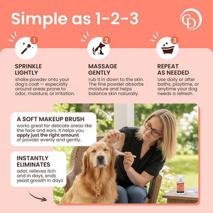 Coat Defense grooming powder for itchy dog skin