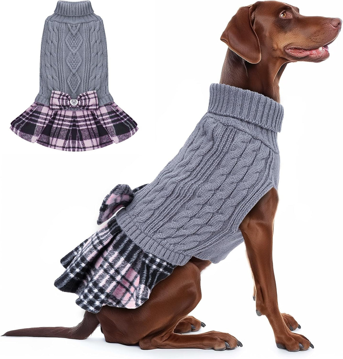 Soft thick knitwear outfit on a medium sized girl dog