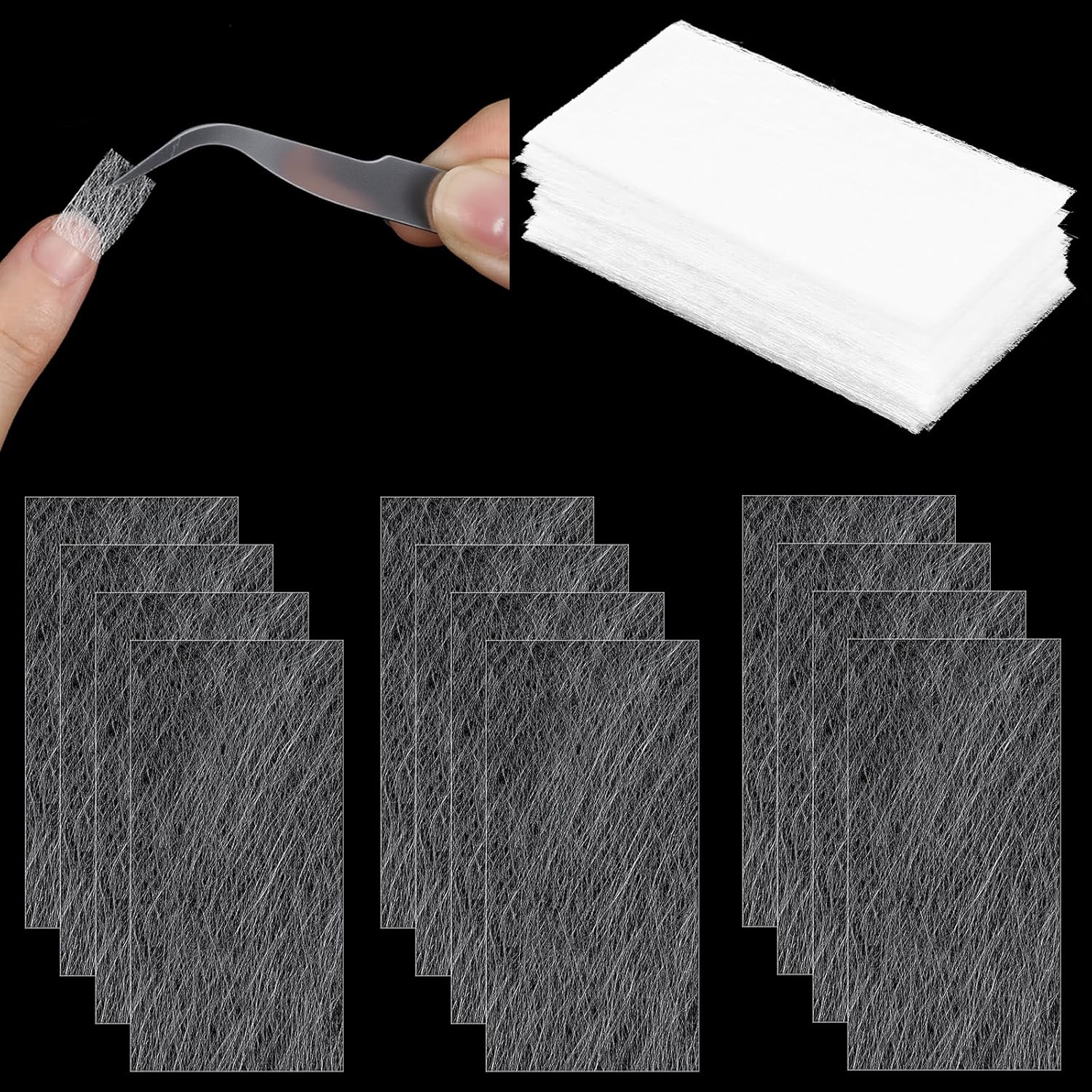 Prasacco 200 pieces silk nail wraps and fiberglass extension kit front view