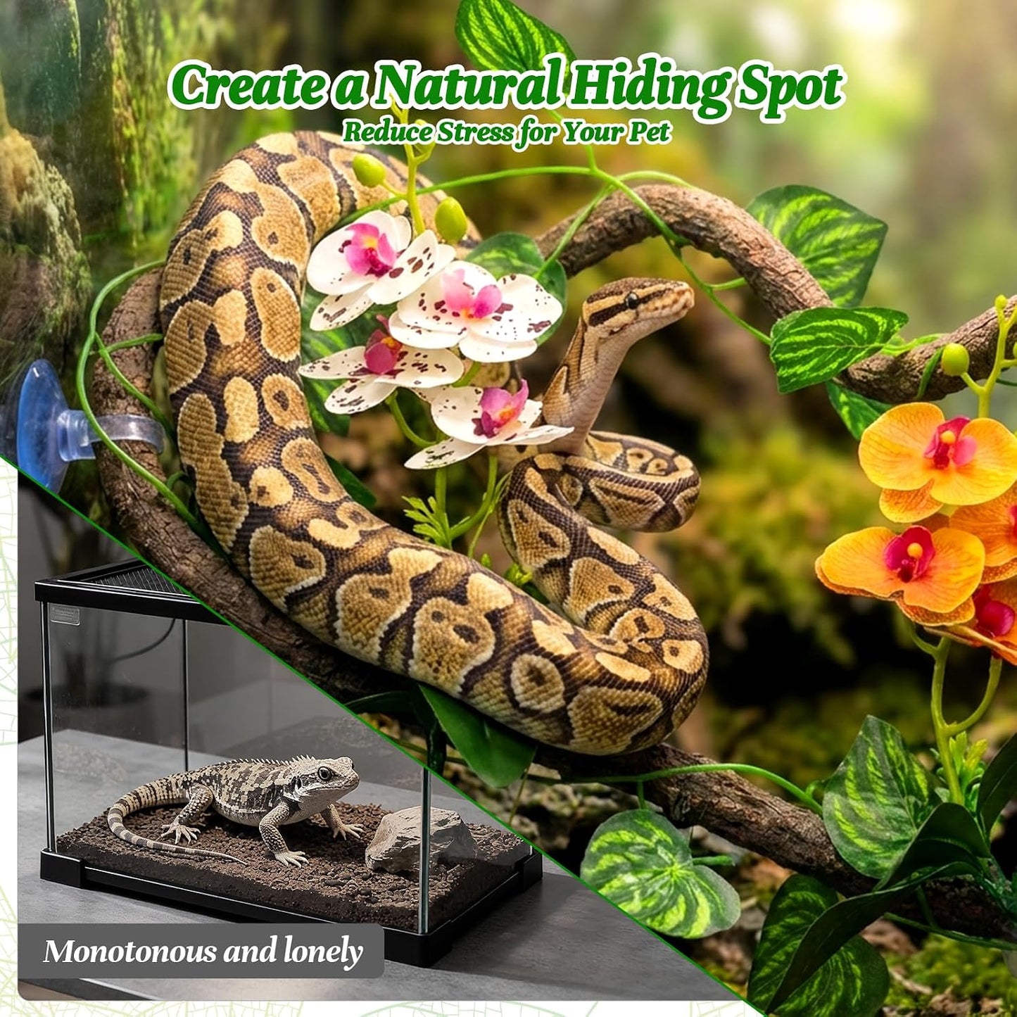 Flexible jungle vine shaped for lizard climbing