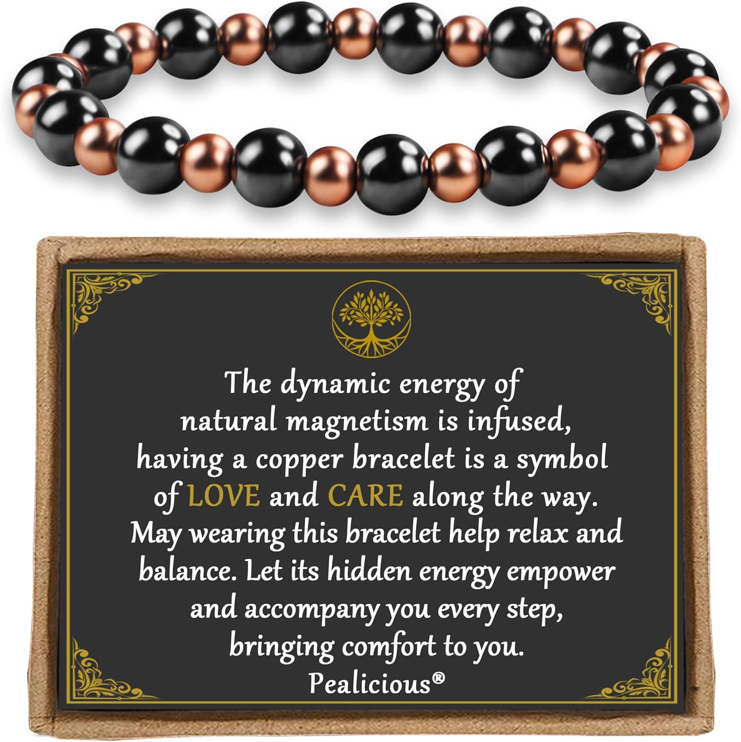 PEALICIOUS Pure Copper Magnetic Bracelet front view for arthritis support