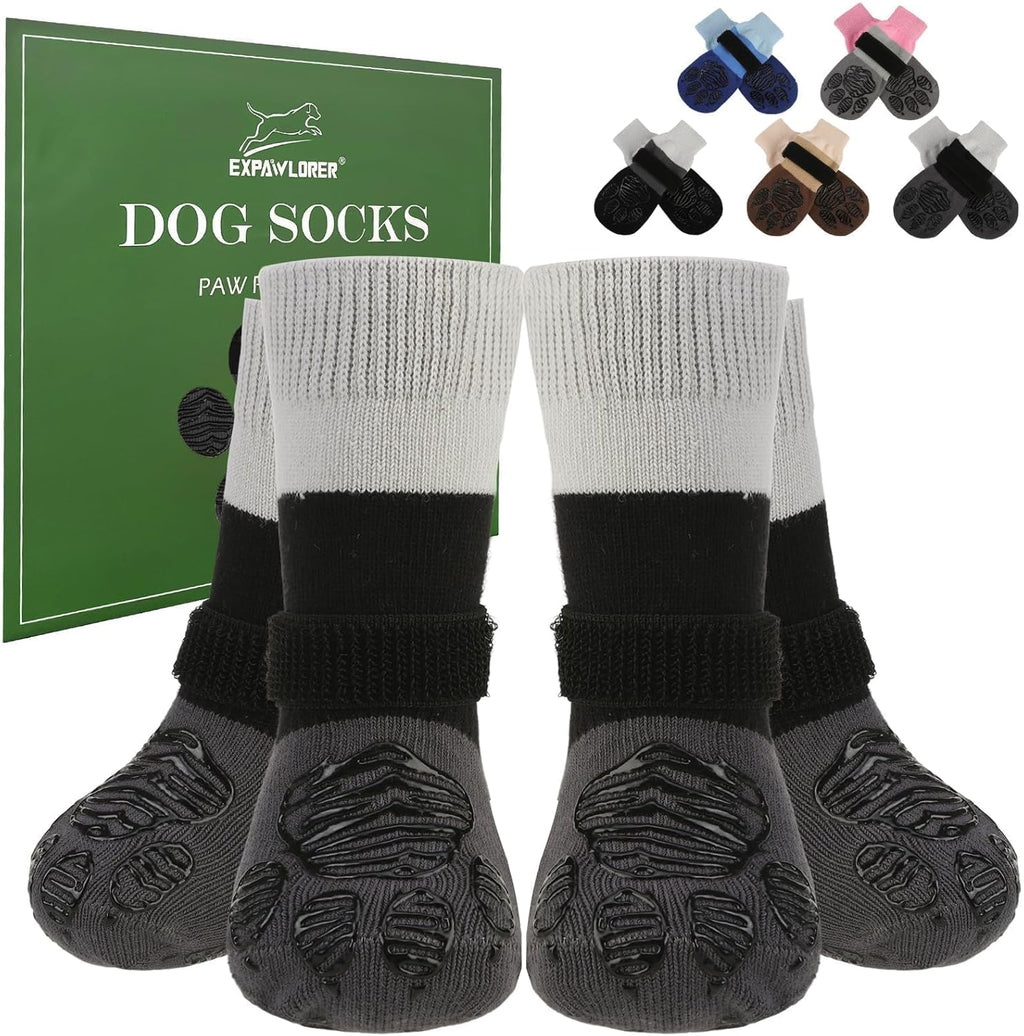 EXPAWLORER Anti Slip Dog Socks to Prevent Licking Paws, Dog Shoes for Hot Pavement Walk, Dog Booties for Hardwood Floors, Dog Boots & Paw Protectors with Grippers for Small Medium Large Senior Dogs M - Image 14