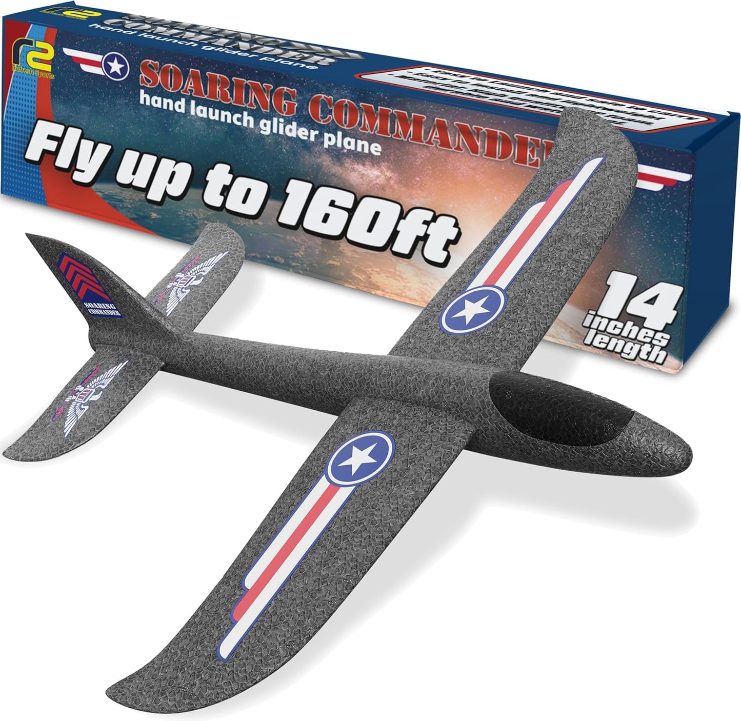 Refresh Sports Soaring Commander foam glider plane front view