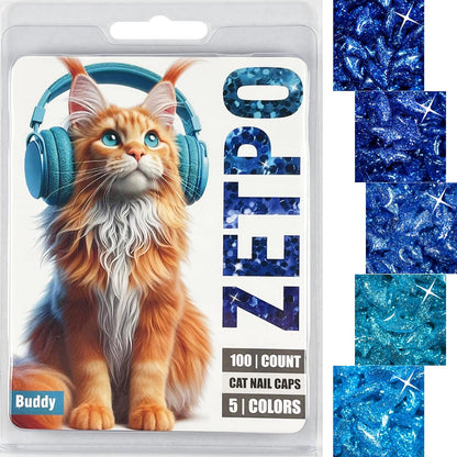 zetpo 100 pcs Cat Nail Caps | Cat Claw Covers | with Adhesives and Applicators (M, Purple, Violet, Blue, Sky Blue, Turquoise) - Image 10