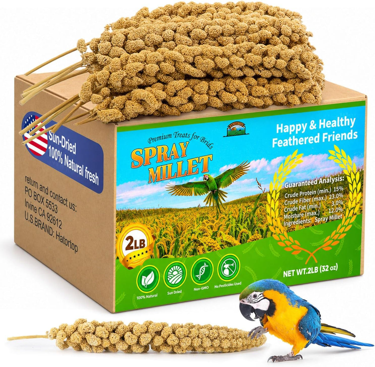Spray Millet for Birds 5LB - All Natural Sun-Dried Healthy Treat, Millet Spray for Parakeets, Parrots, Lovebirds, Cockatiels Food, 100% Non-GMO High Protein Fresh Bird Seed - Image 9