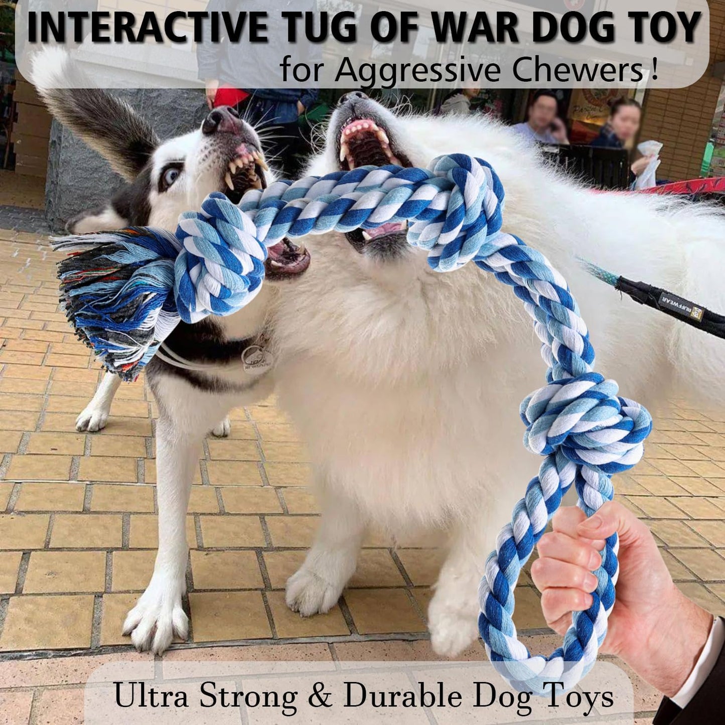 XIGOU heavy duty tug of war cotton rope dog toy lifestyle shot