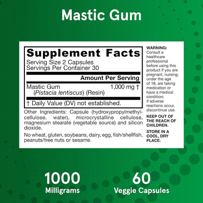Natural gastrointestinal health supplement with authentic Pistacia lentiscus resin