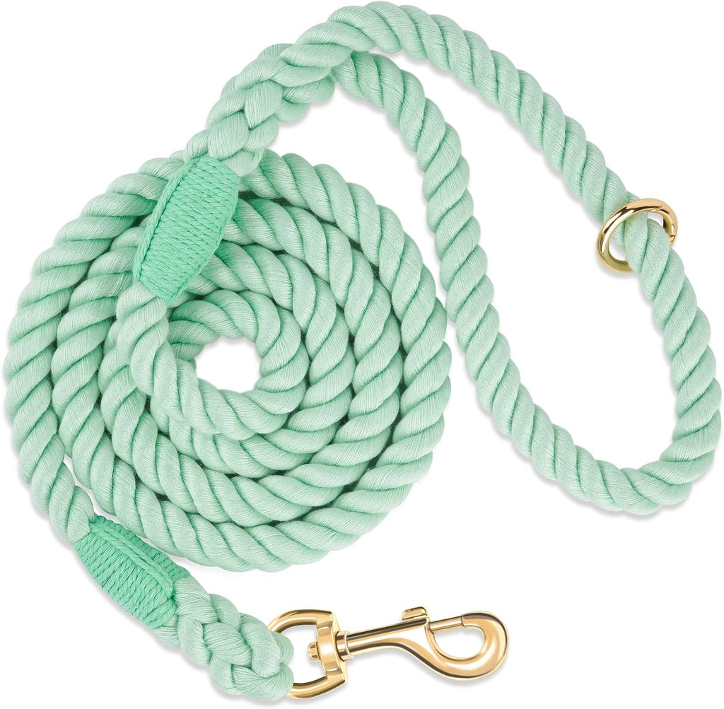 Dog Leash 5 FT Handmade Braided Cotton Rope Leashes for Small Medium and Large Dogs, New Golden Heavy Duty Metal Clasp, Colorful Macaron - Image 14