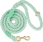 Dog Leash 5 FT Handmade Braided Cotton Rope Leashes for Small Medium and Large Dogs, New Golden Heavy Duty Metal Clasp, Colorful Macaron - Image 14