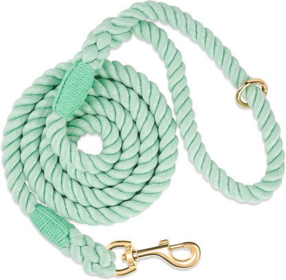 Dog Leash 5 FT Handmade Braided Cotton Rope Leashes for Small Medium and Large Dogs, New Golden Heavy Duty Metal Clasp, Colorful Macaron - Image 14
