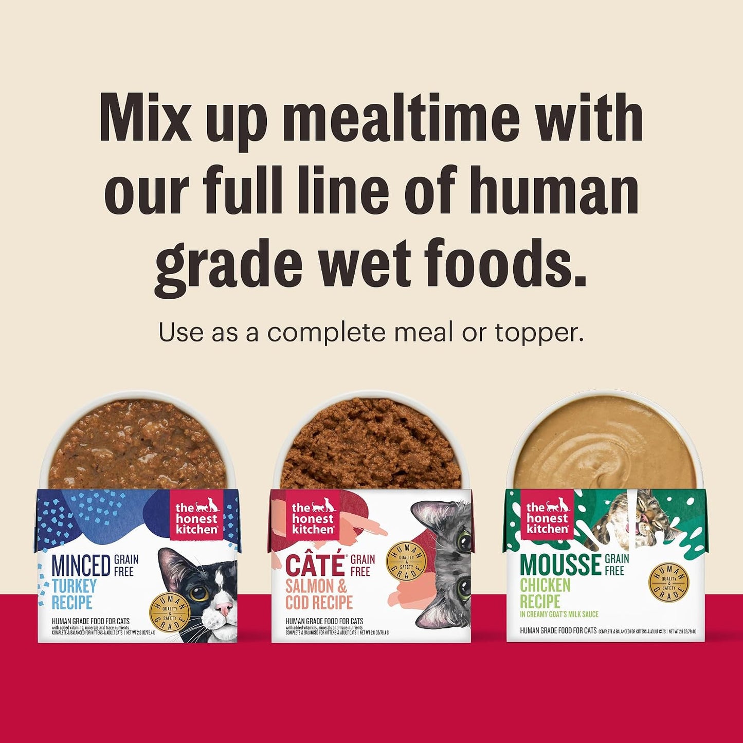 Honest Kitchen cat food mousse texture and serving suggestion
