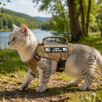 Echo Pounce adjustable tactical cat vest buckle and strap positioning view.